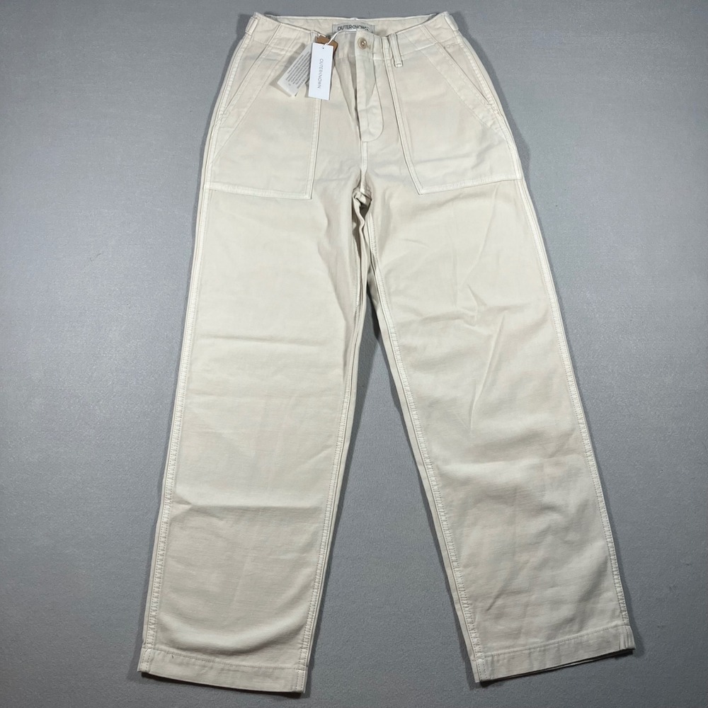 NWT Outerknown Women 24 Cream Regenerative Organic Cotton Wide Leg Utility Pants